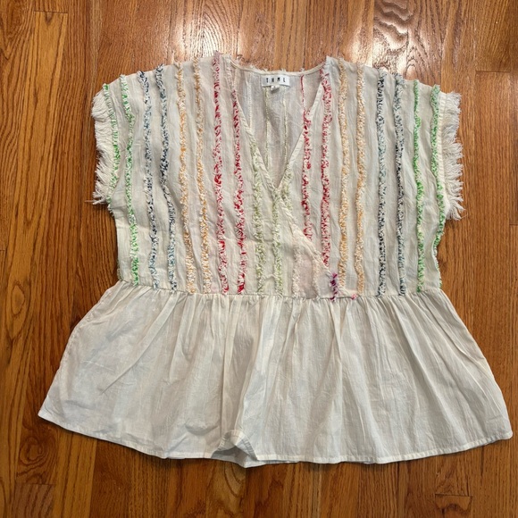 THML white blouse with textured multicolor stripes - Picture 1 of 3